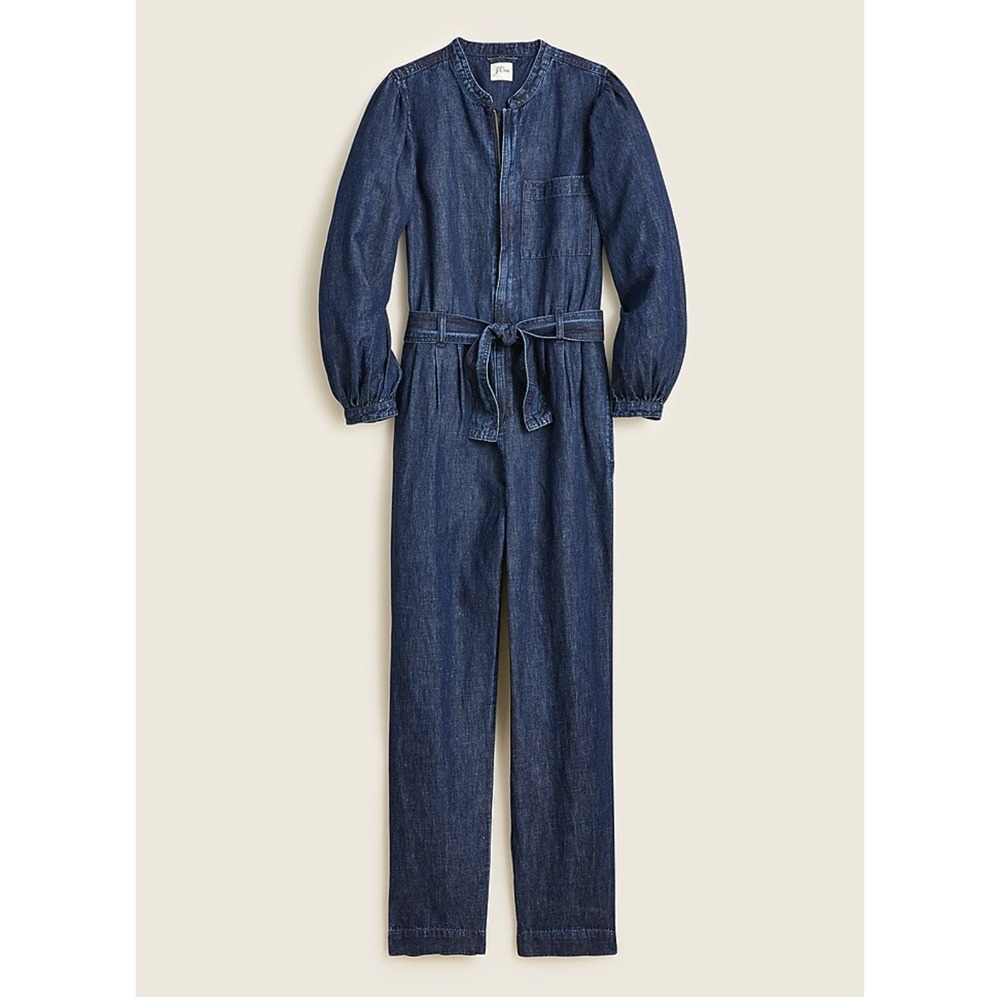 J Crew Womens Dark Wash Denim Jumpsuit Utility Style Size 6